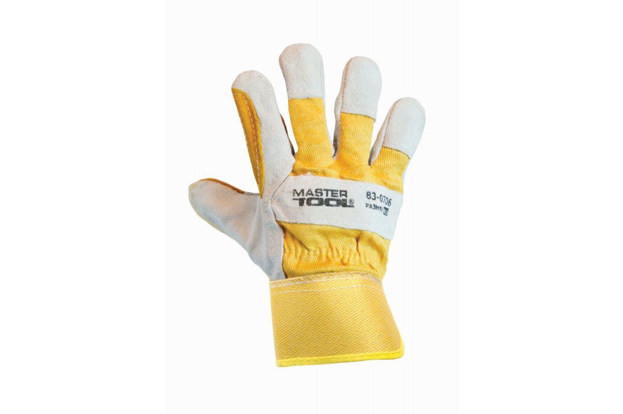 Перчатки Mastertool - замшевые комбинированные, усиленная ладонь 10,5 желтые 2