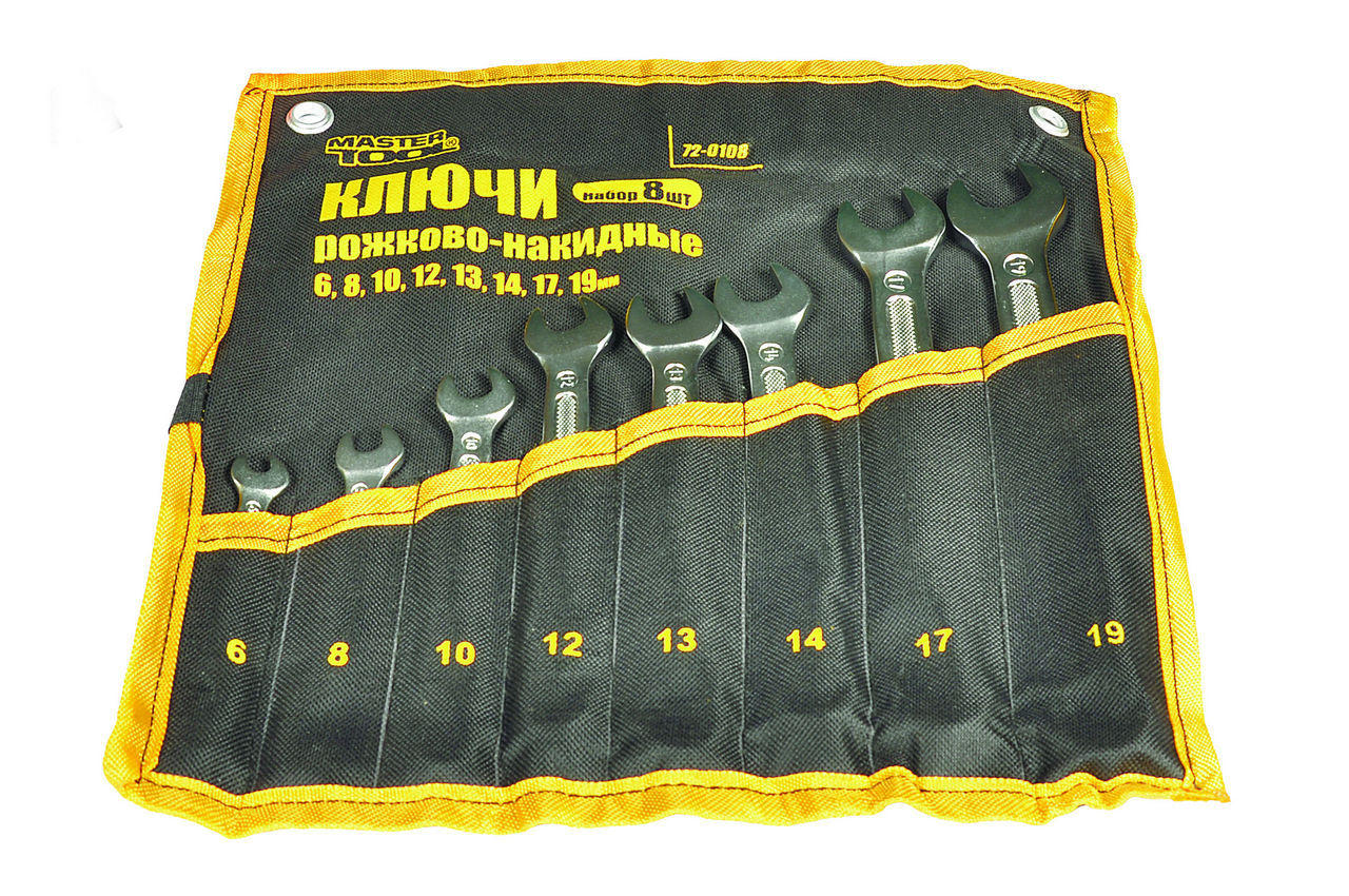 Набор рожково-накидных ключей Mastertool - 8 шт. (6-19 мм) холоднокатанный 1