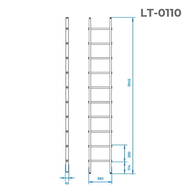 Лестница приставная Intertool - 2840 мм х 10 ступеней 2