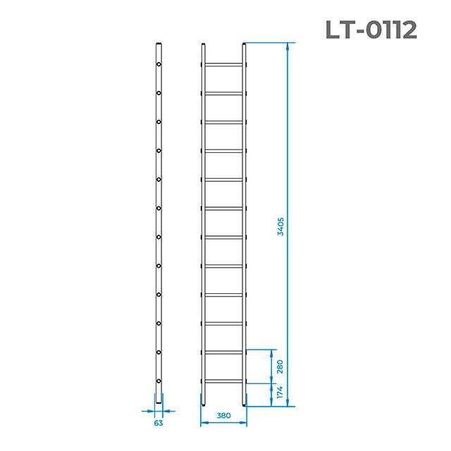 Лестница приставная Intertool - 3400 мм х 12 ступеней 2