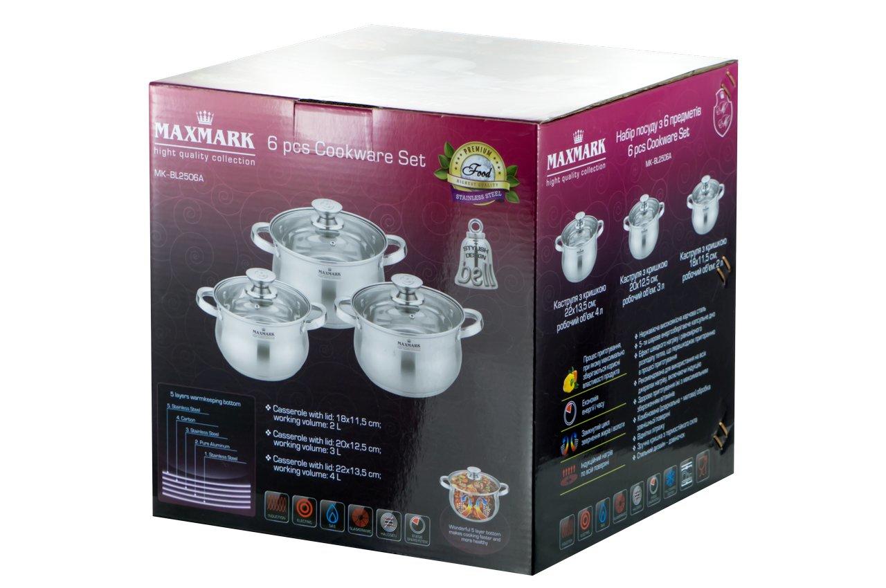 Набор посуды нержавеющий Maxmark - 3 шт. (2 x 3 x 4 л) MK-BL2506A 2