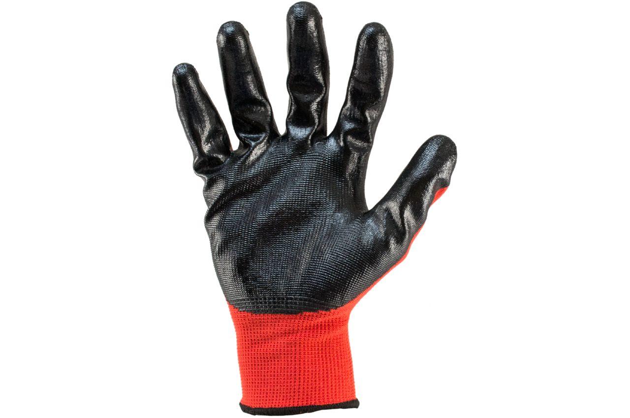 Перчатки Сила - с нитриловым покрытием 10 (красно-черные) 1