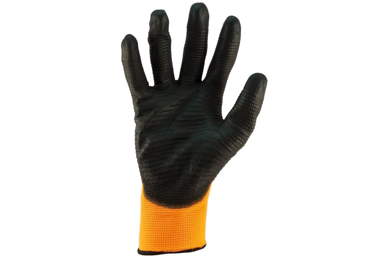 Перчатки Сила - с латексным покрытием 10 (оранжево-черные) 1