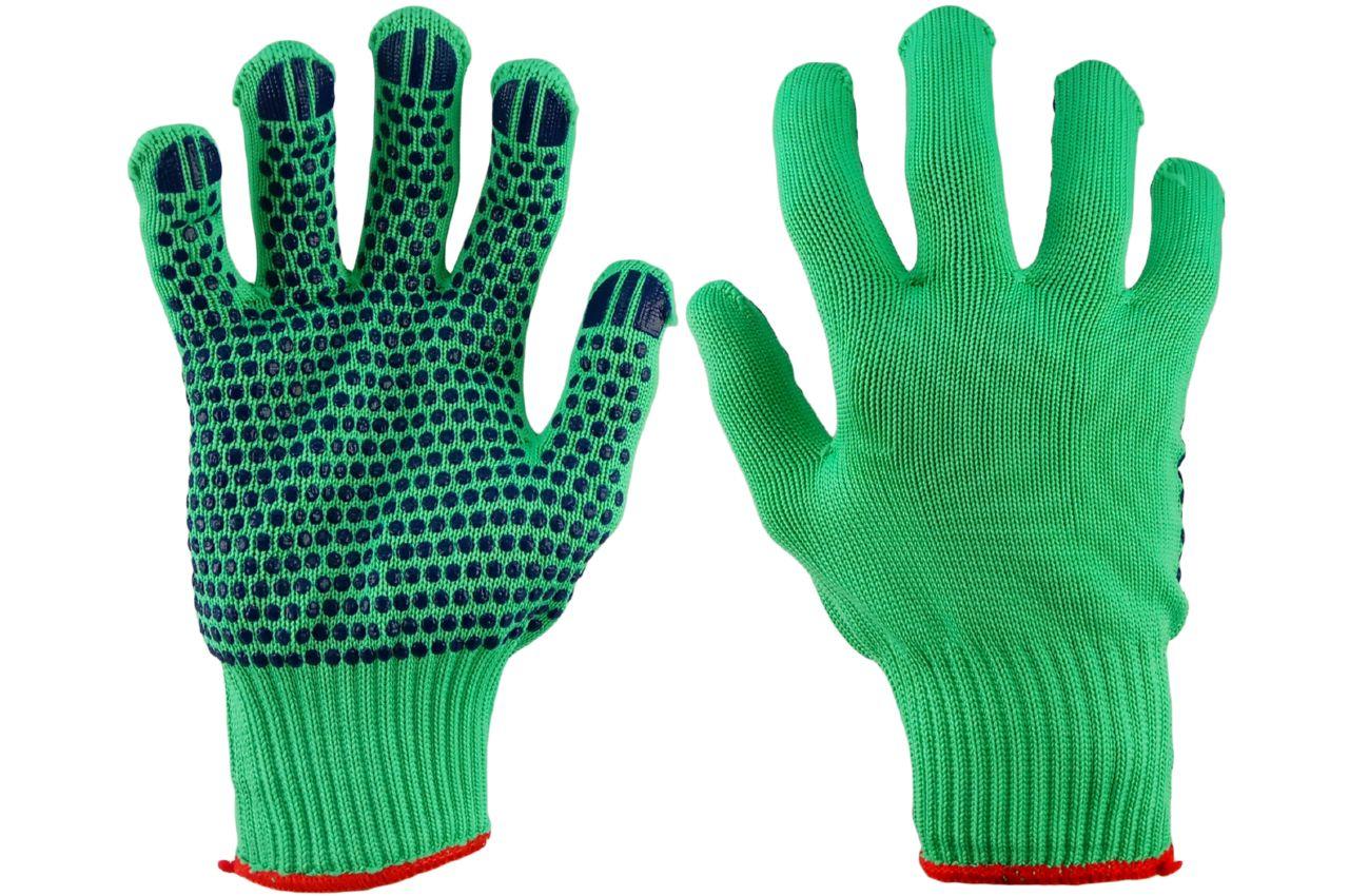 Перчатки PRC - синтетика зеленая с точкой 10 3