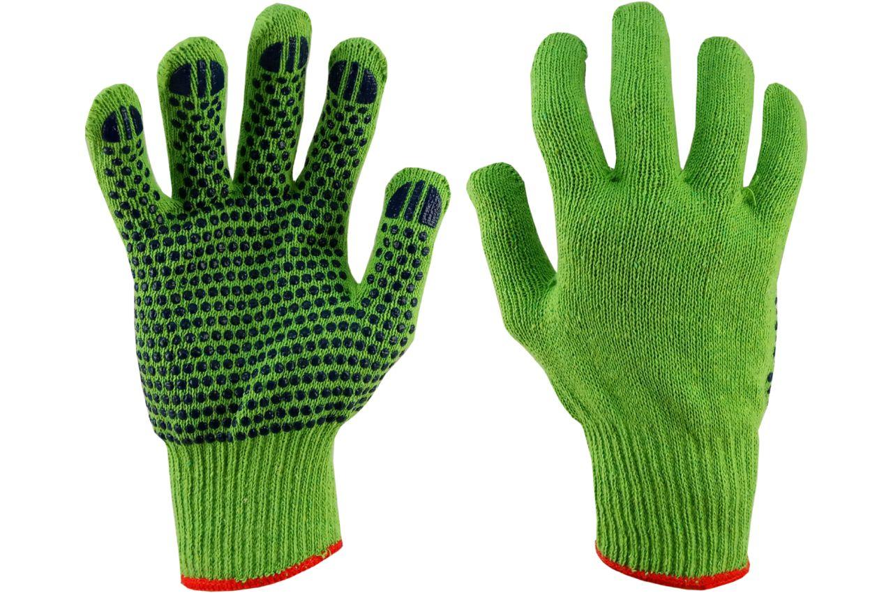 Перчатки PRC - х/б зеленая с точкой 10 3