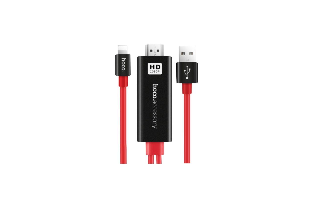 Адаптер Hoco - UA4 2 м HDMI x Lightning / USB Black&Red 1