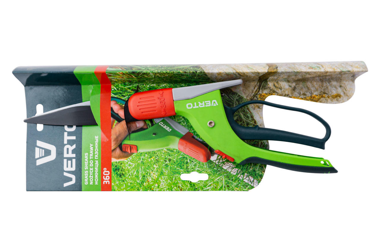 Ножницы для стрижки травы Verto - 340 мм x 360° лезвие волной 5