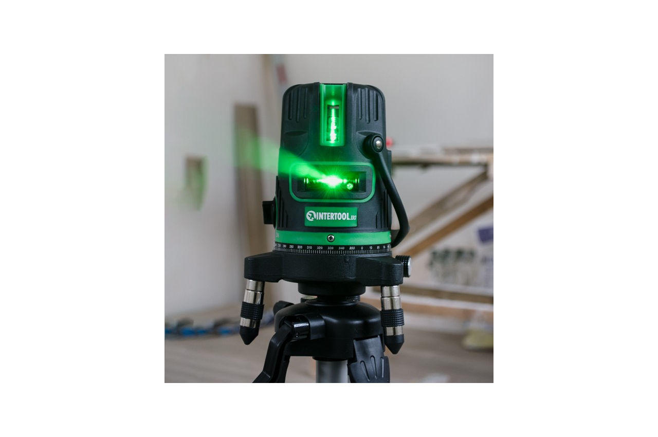 Уровень лазерный Intertool - 5 лазерных головок, звуковая индикация, зеленый лазер 8