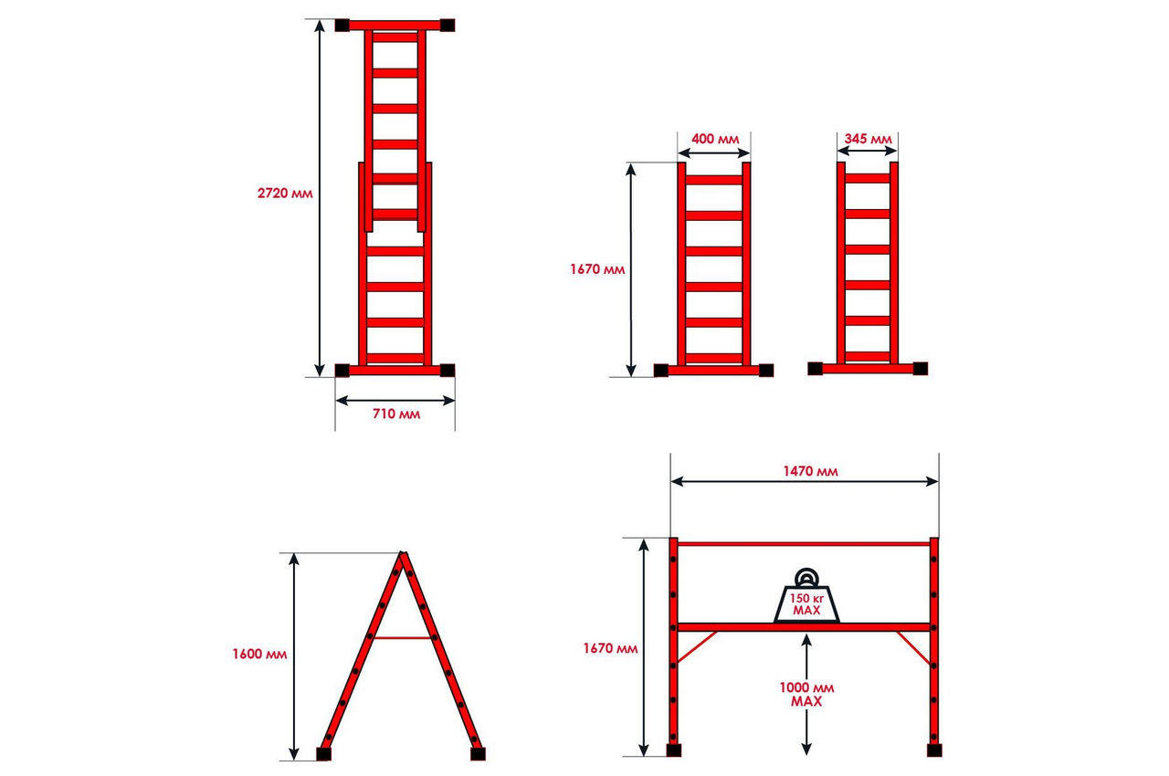 Лестница-помост Intertool - 1670 мм x 6 ступеней 3