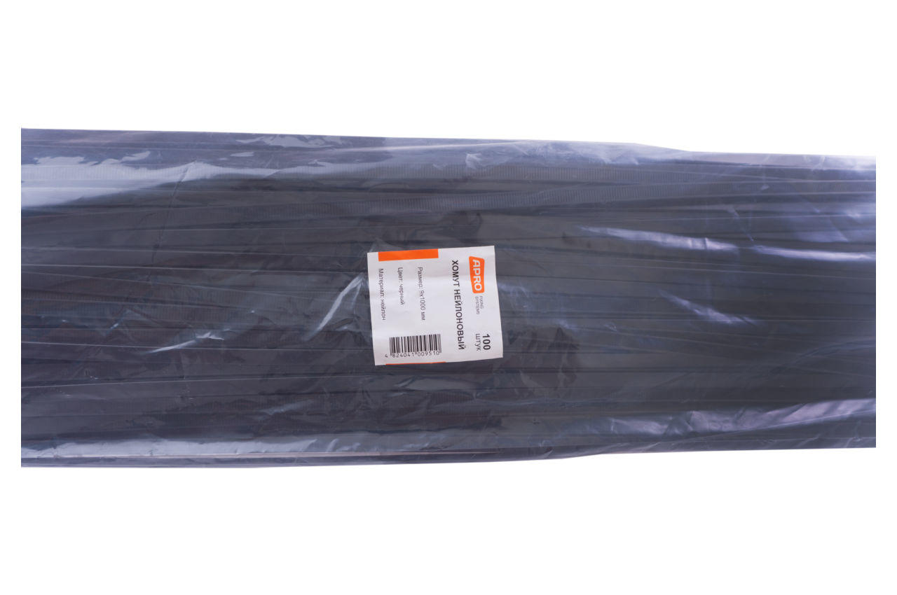 Хомут пластиковый Apro - 9 x 1000 мм черный (100 шт.) 3