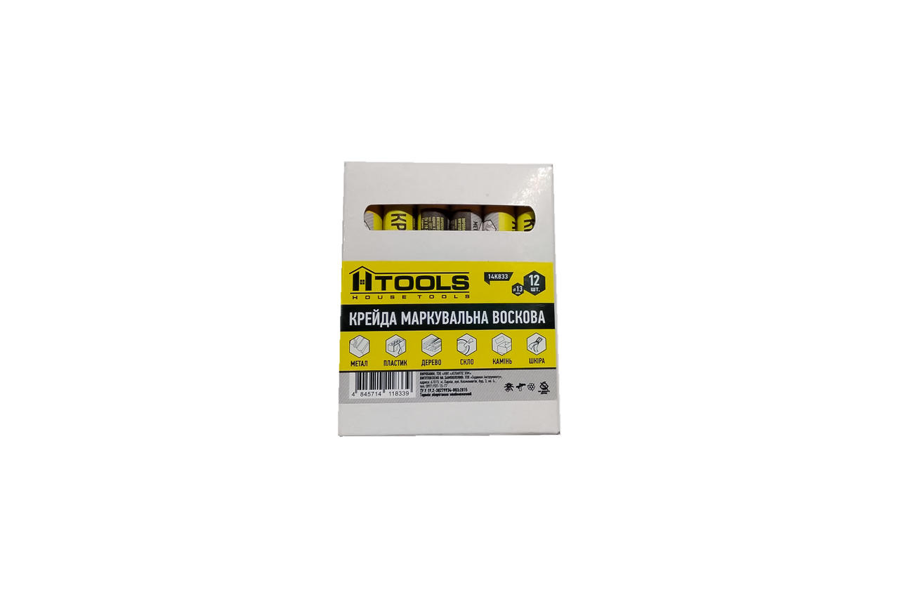 Мел восковой Housetools - 100 мм, желтый (12 шт.) 1
