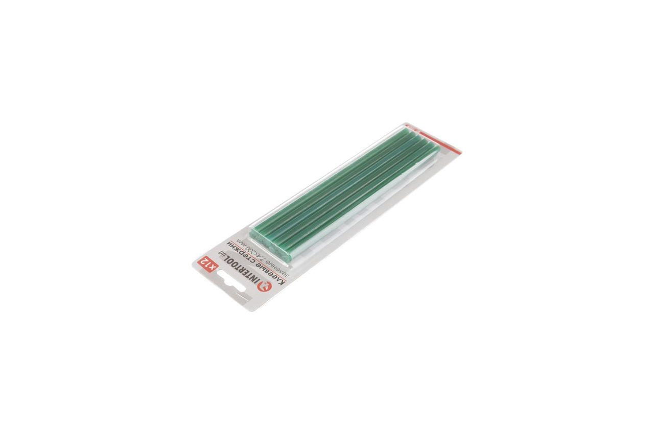Клеевые стержни Intertool - 7,4 x 200 мм зеленые (12 шт.) 2