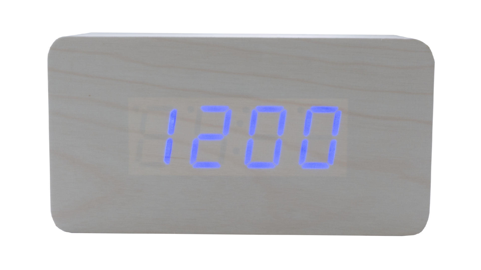 Часы настольные Wooden Clock - 1295 синие цифры 4