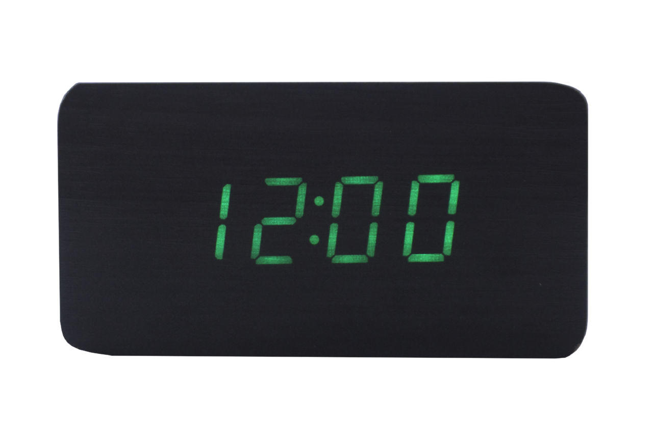 Часы настольные Wooden Clock - 1295 зеленые цифры 1