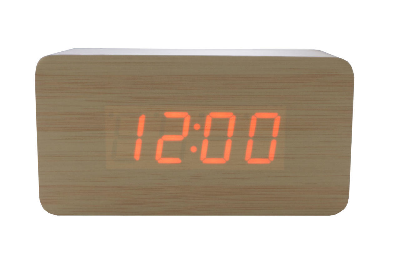 Часы настольные Wooden Clock - 1295 красные цифры 1