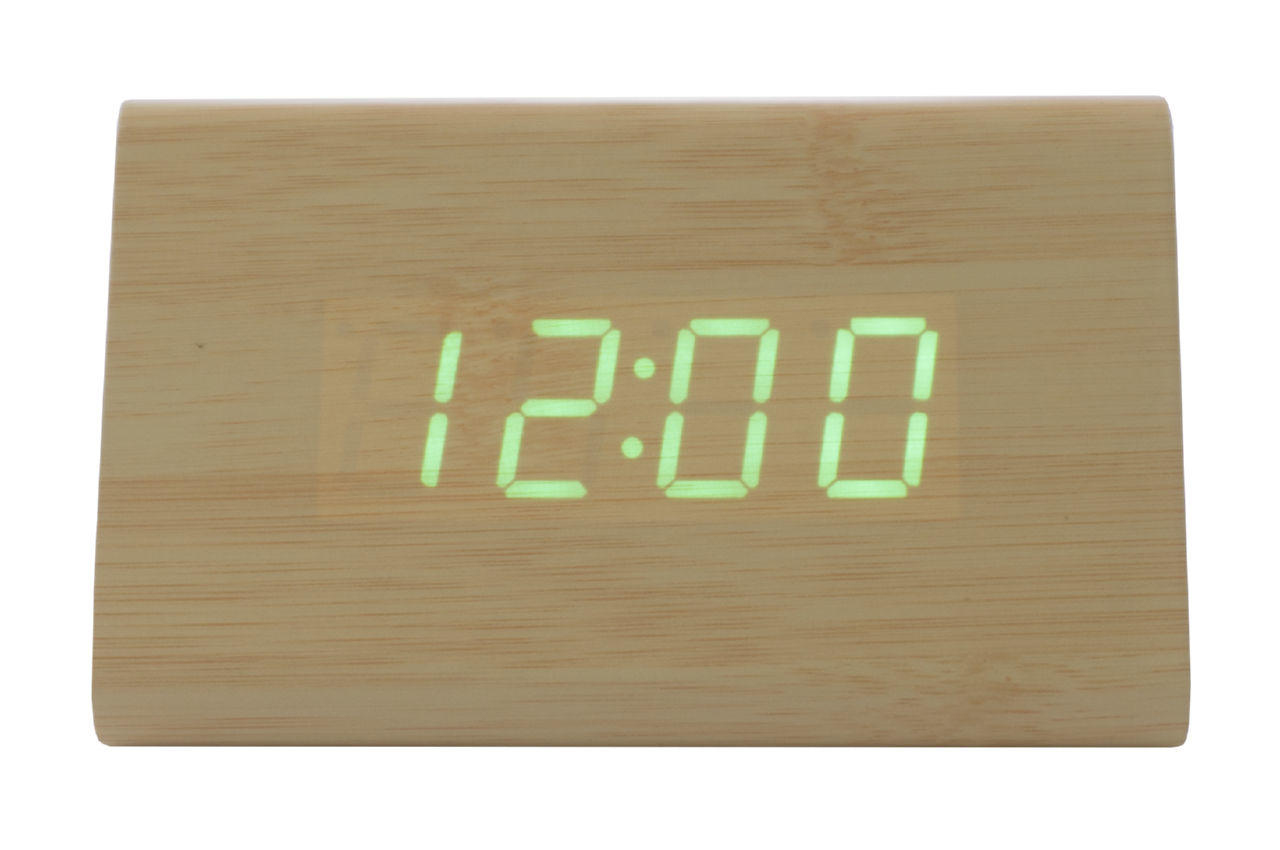 Часы настольные Wooden Clock - 1300 зеленые цифры 1