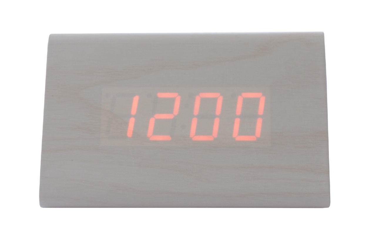 Часы настольные Wooden Clock - 1300 красные цифры 1