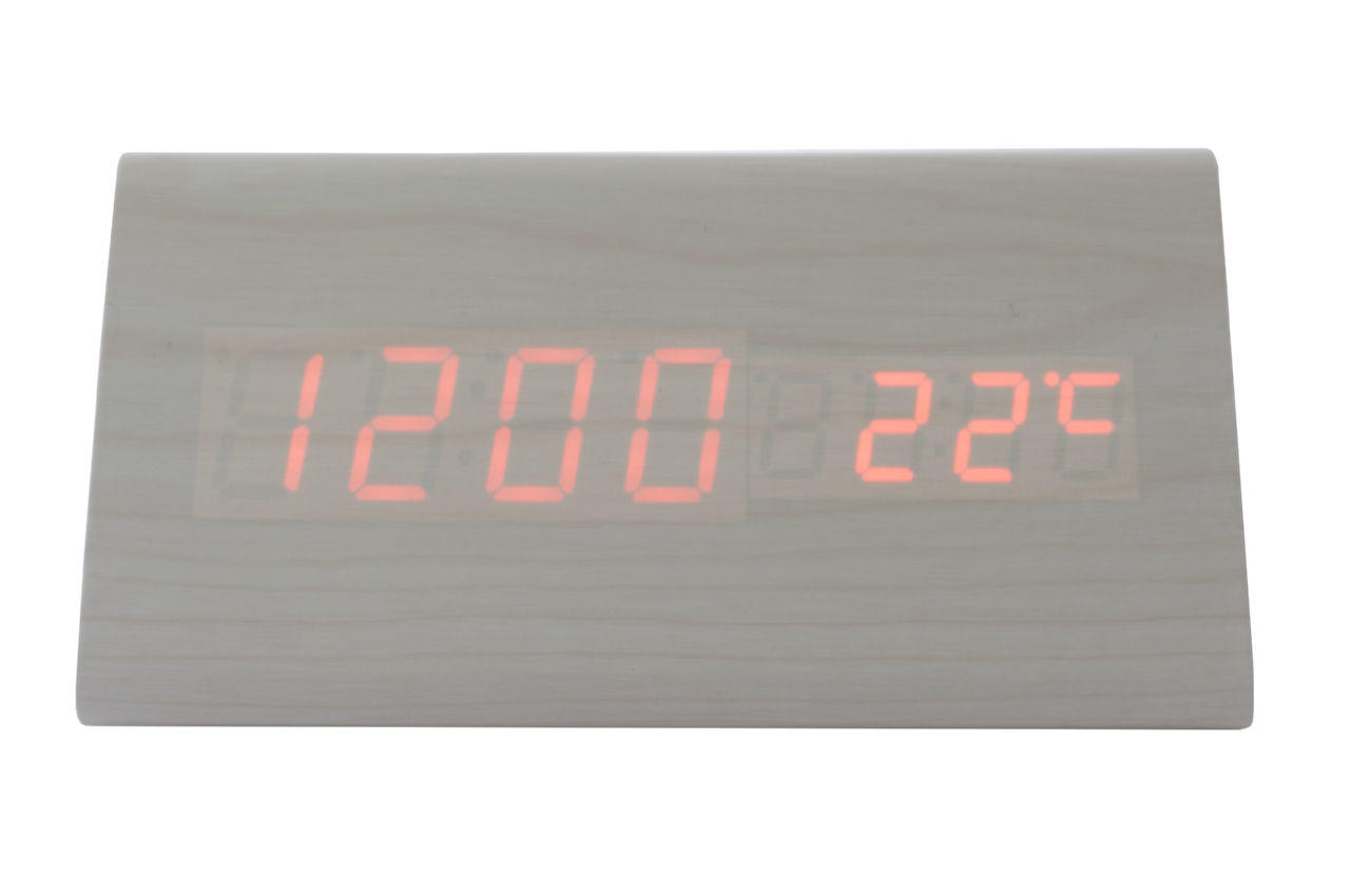 Часы настольные Wooden Clock - 1301 красные цифры 1