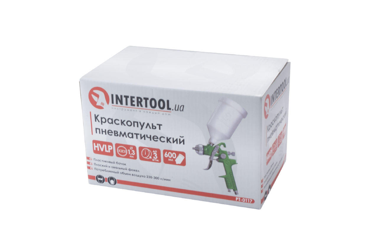 Краскопульт пневматический HVLP Intertool - 600 мл x 1,3 мм верхний бак 3