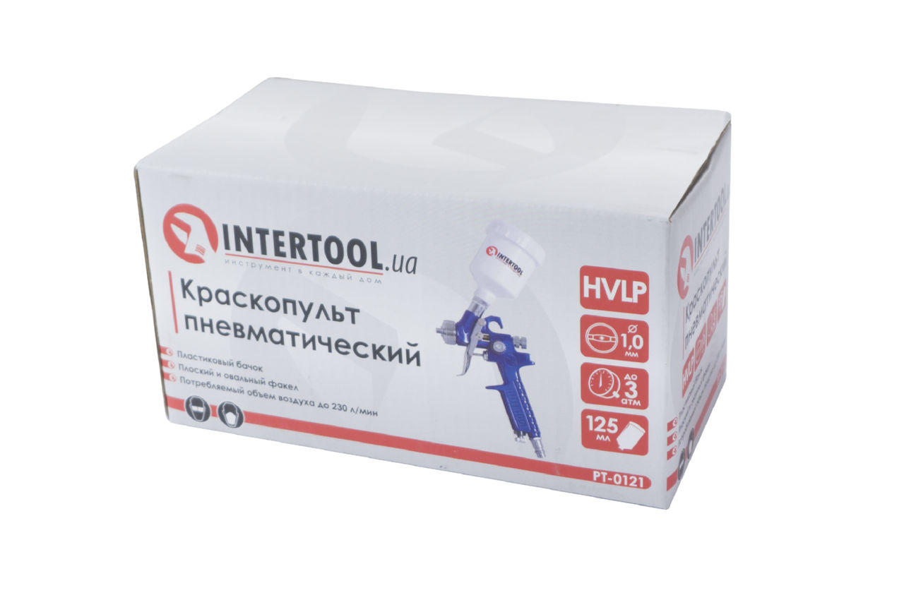 Краскопульт пневматический HVLP Intertool - 125 мл x 1,0 мм верхний бак 3