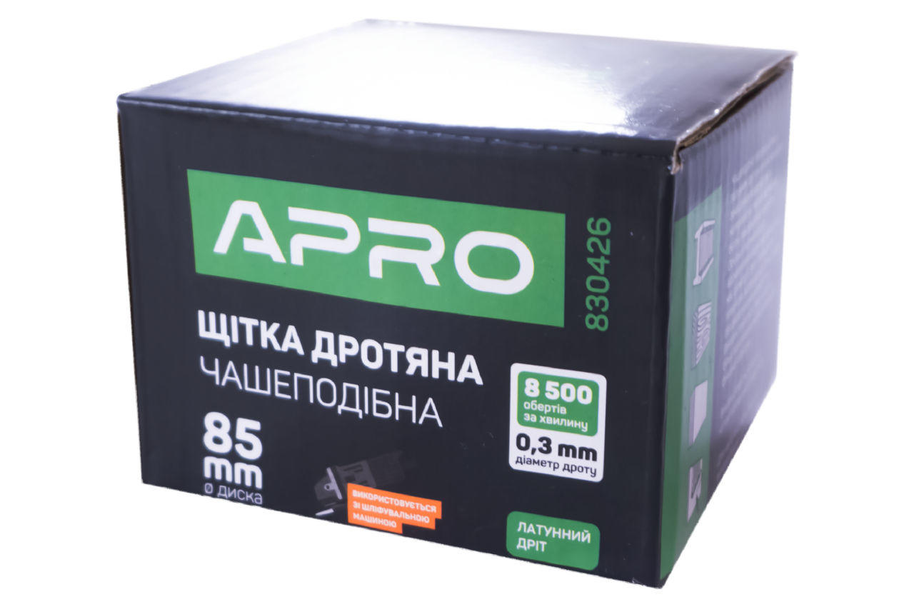 Щетка торцевая Apro - 85 мм x М14 рифленая 3