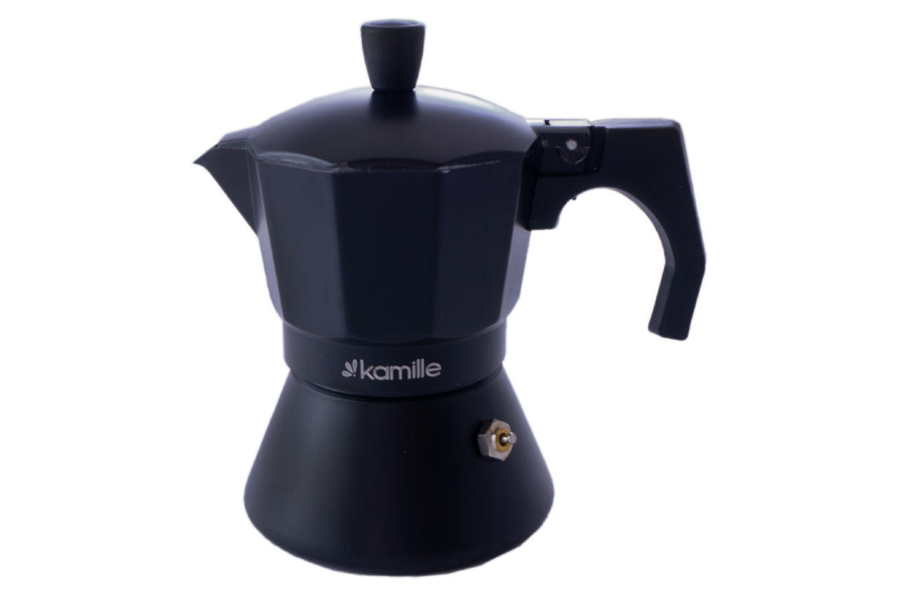 Кофеварка гейзерная алюминиевая Kamille - 150 мл черная 1