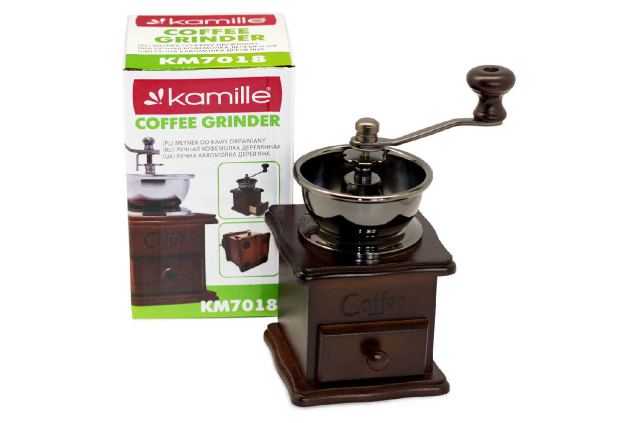 Кофемолка ручная Kamille - 205 мм деревянная 4