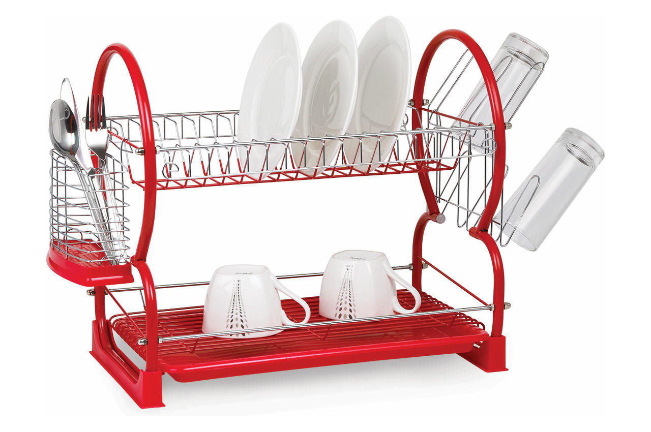 Сушилка для посуды Kamille - 550 x 245 x 380 мм красная 2