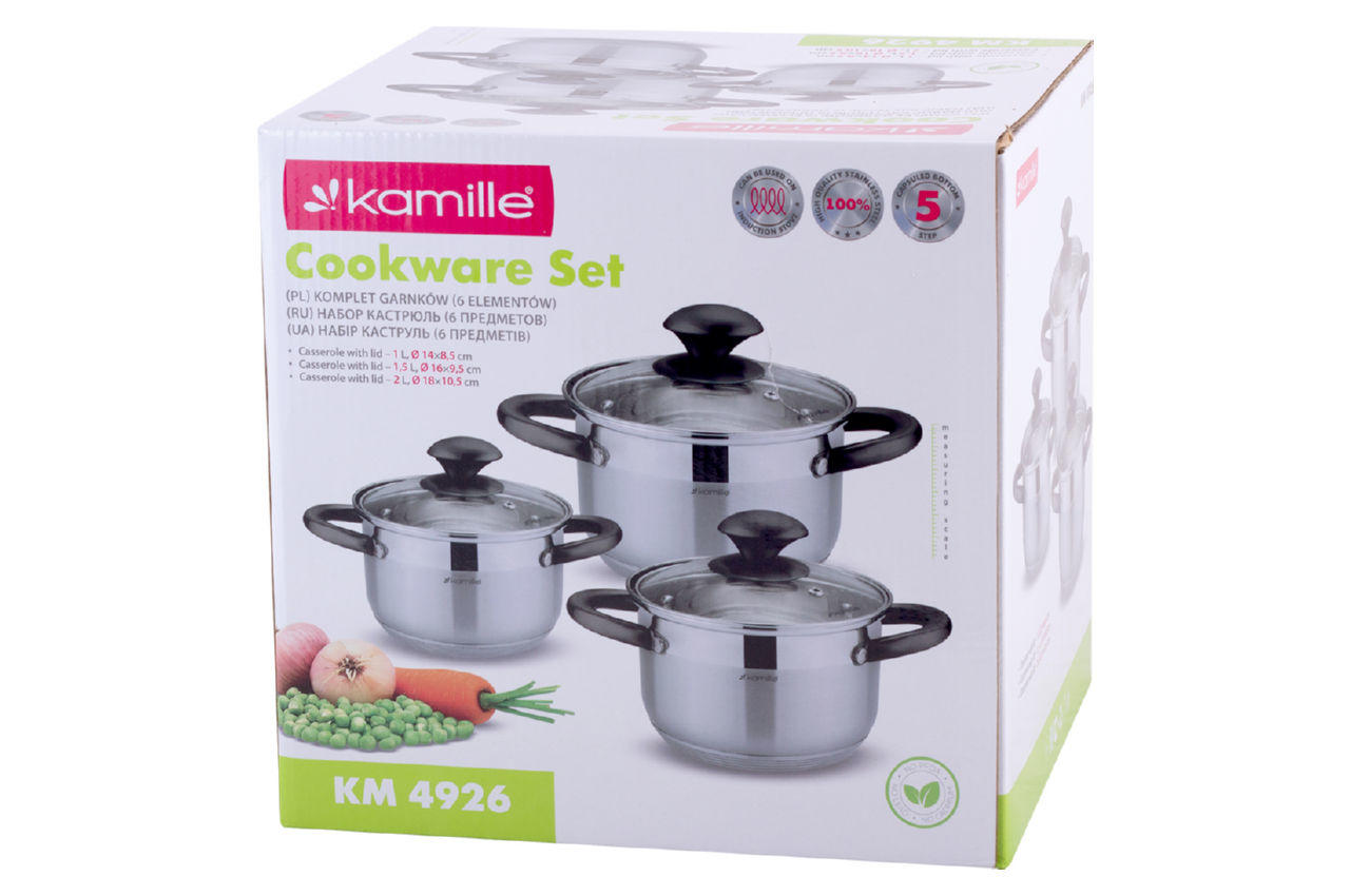Набор посуды нержавеющий Kamille - 1 x 1,5 x 2 л (3 шт.) 3