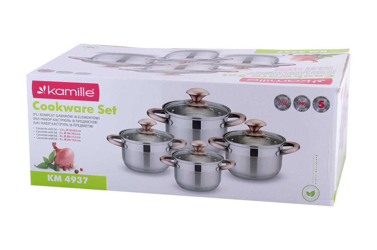Набор посуды нержавеющий Kamille - 1,5 x 2 x 3 x 5 л (4 шт.) 4937 3