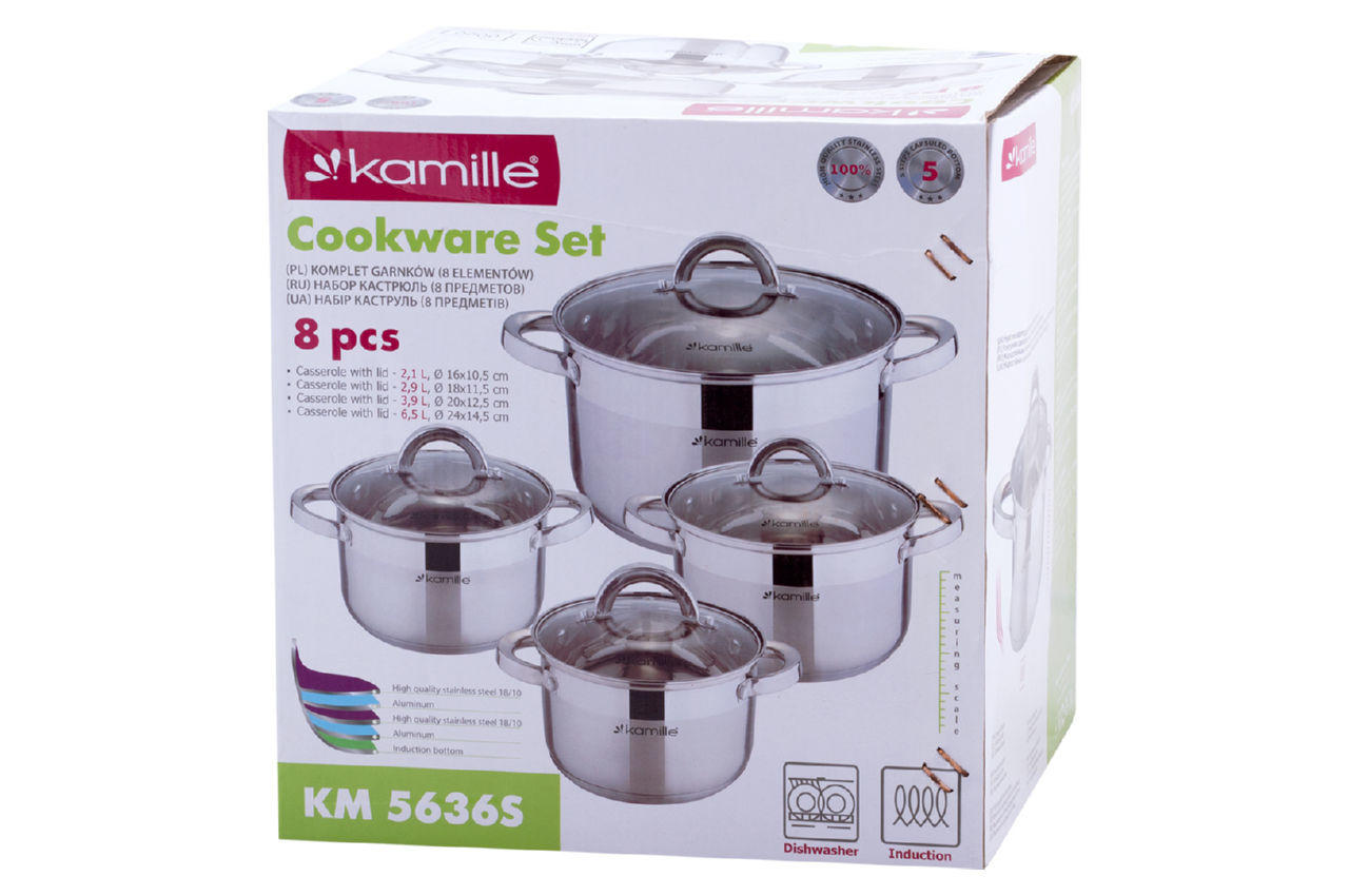 Набор посуды нержавеющий Kamille - 1,8 x 2,5 x 3,8 x 6,5 л (4 шт.) 2