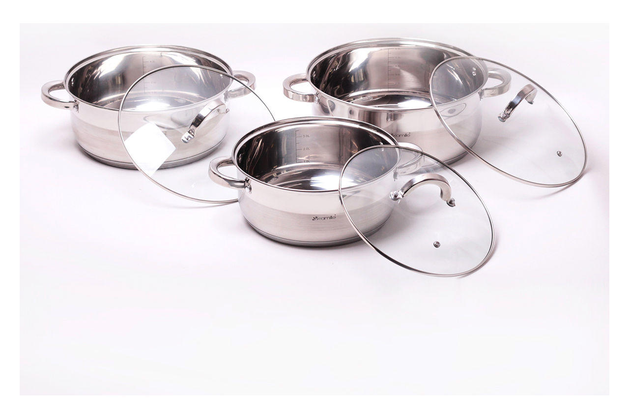 Набор посуды нержавеющий Kamille - 4 x 5 x 6,5 л (3 шт.) 5