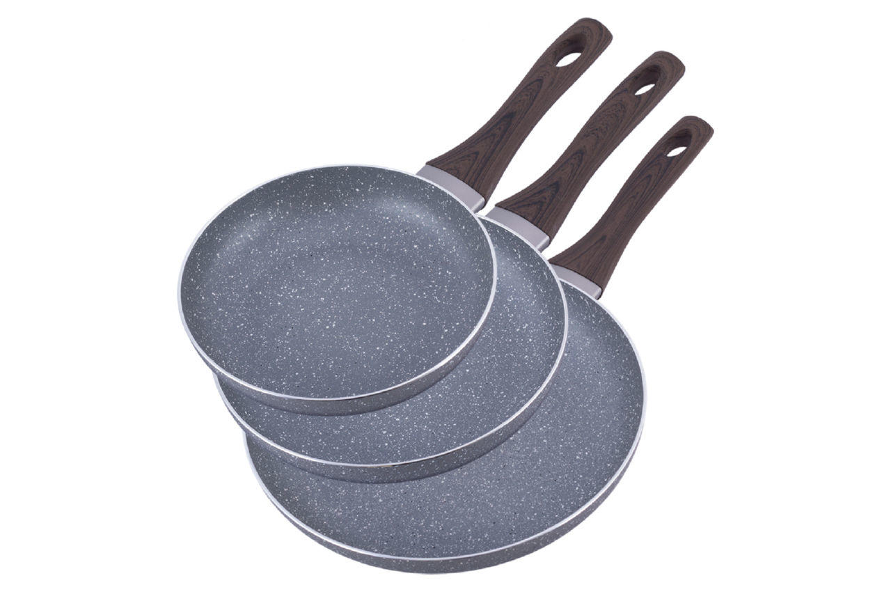 Набор посуды антипригарный Kamille - 200 x 240 x 280 мм Grey Marble (3 шт.) 1