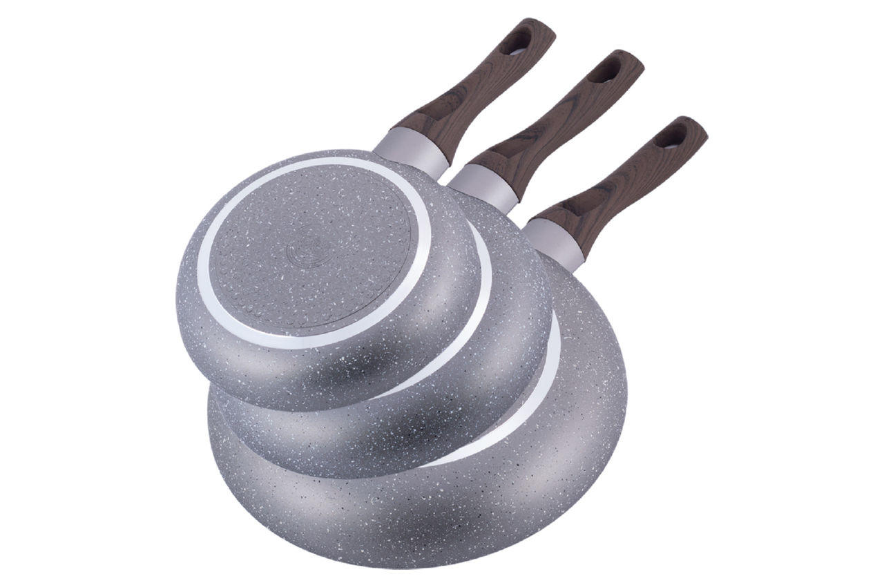 Набор посуды антипригарный Kamille - 200 x 240 x 280 мм Grey Marble (3 шт.) 3