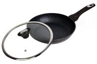 Сковорода антипригарная Kamille - 260 мм Black Marble с крышкой