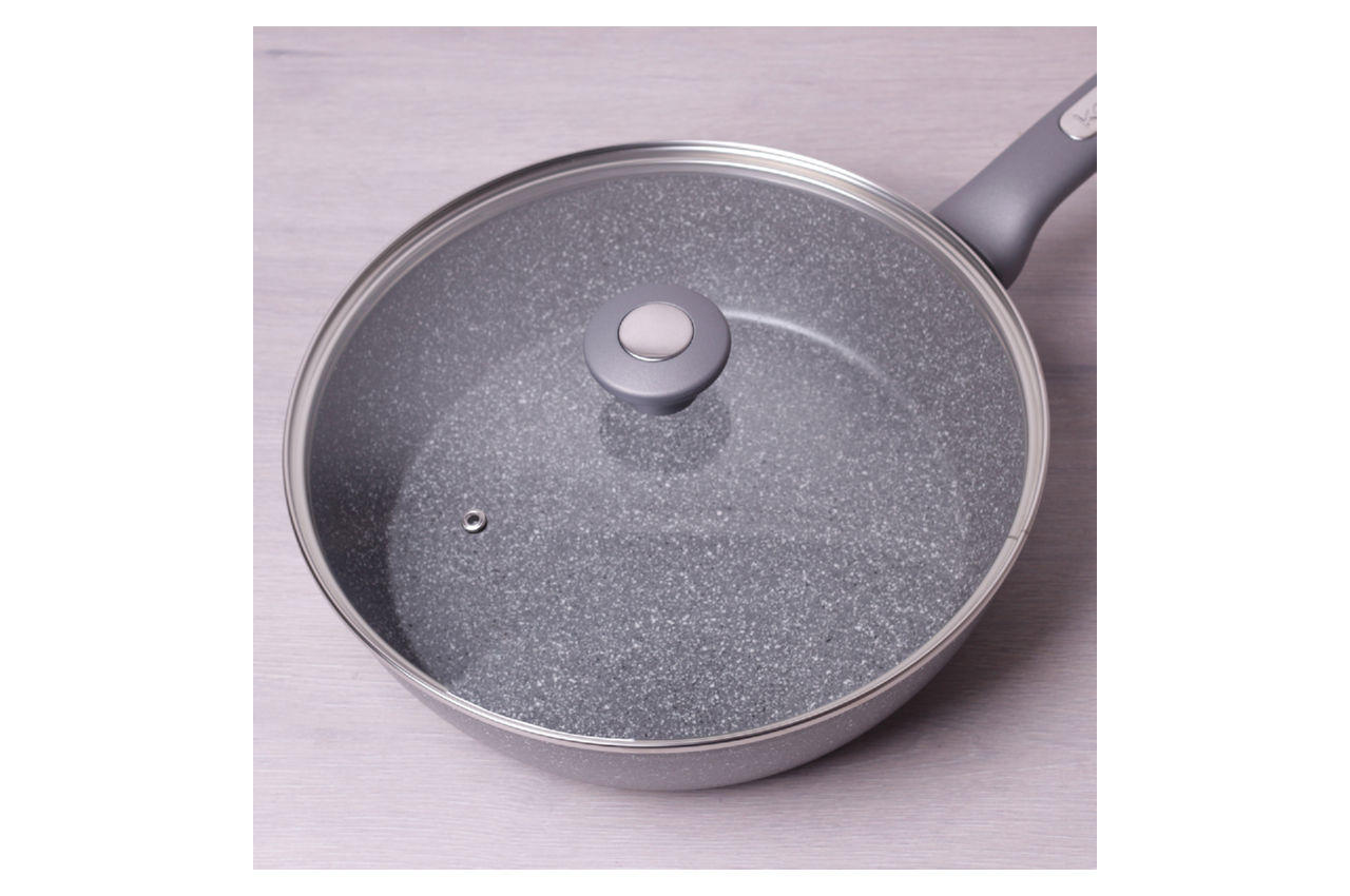Сковорода антипригарная Kamille - 280 мм Granite глубокая с крышкой 6
