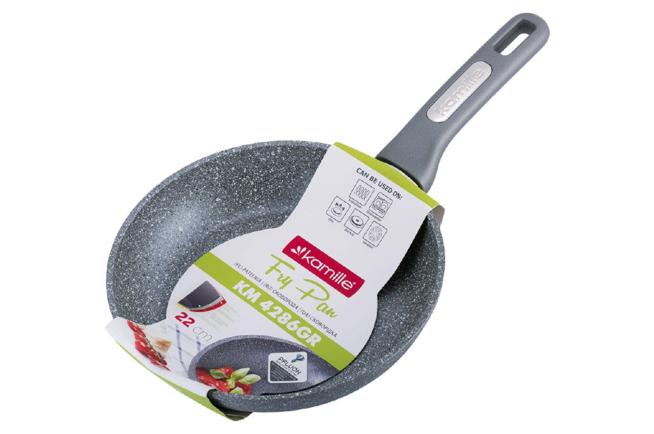 Сковорода антипригарная Kamille - 220 мм Grey Marble 2