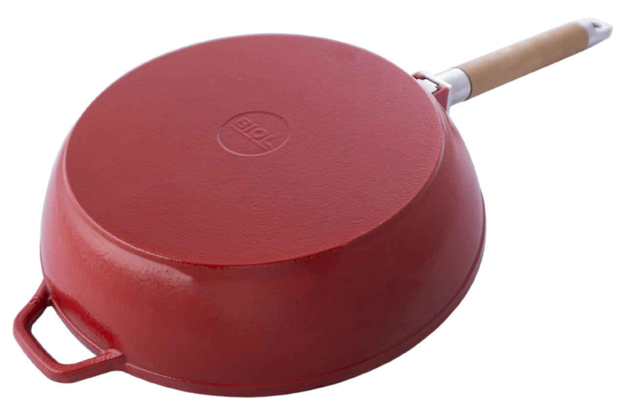 Сковорода чугунная эмалированная Biol - 260 мм красная 2