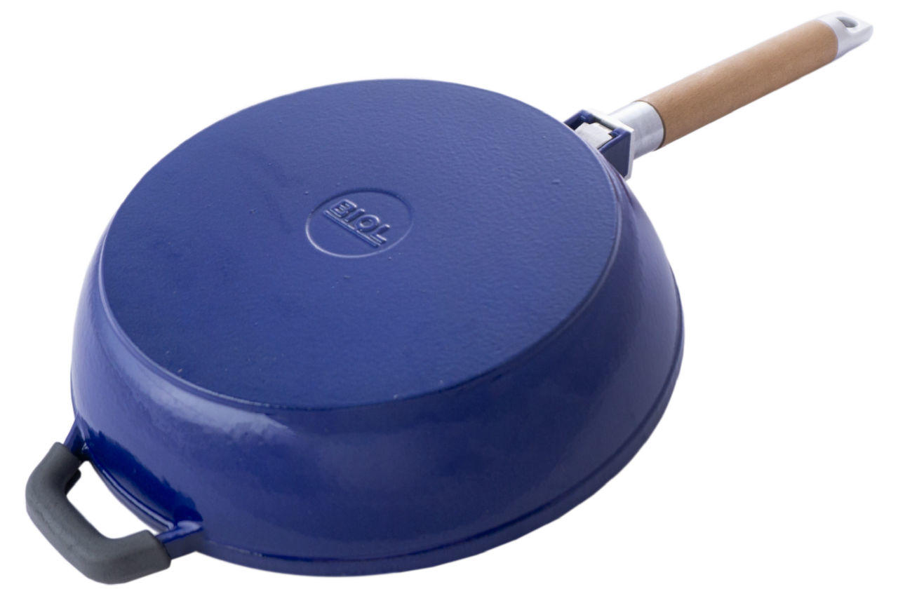 Сковорода чугунная эмалированная Biol - 240 мм синяя 2