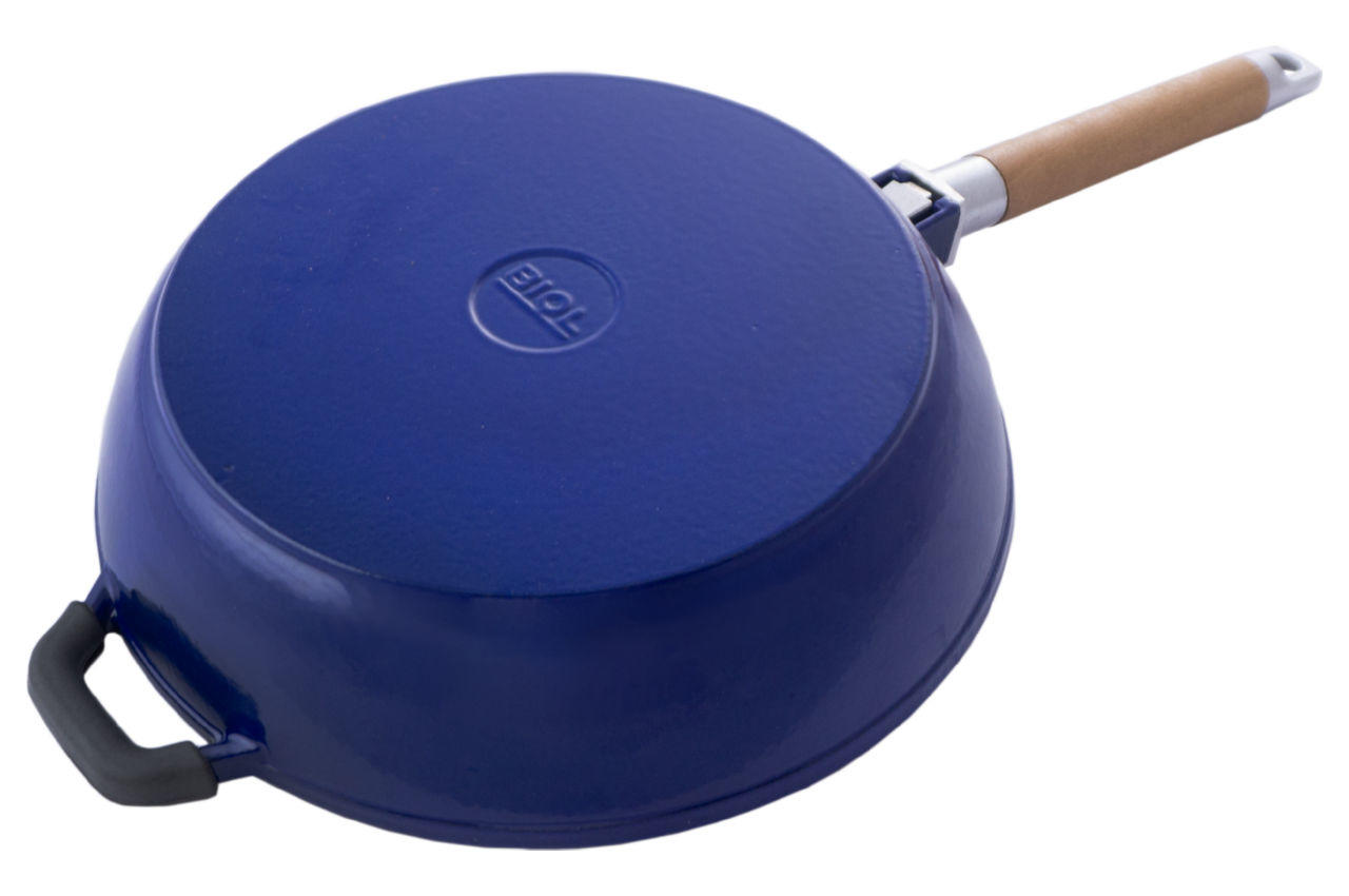 Сковорода чугунная эмалированная Biol - 260 мм синяя 2