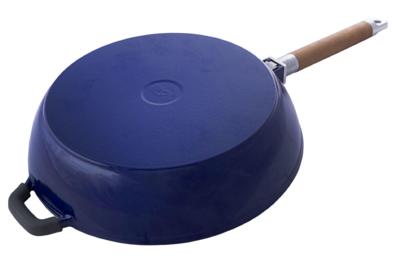 Сковорода чугунная эмалированная Biol - 280 мм синяя 2