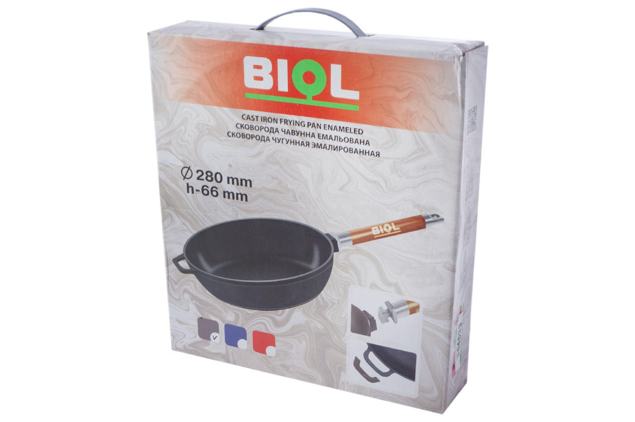 Сковорода чугунная эмалированная Biol - 280 мм антрацит 6