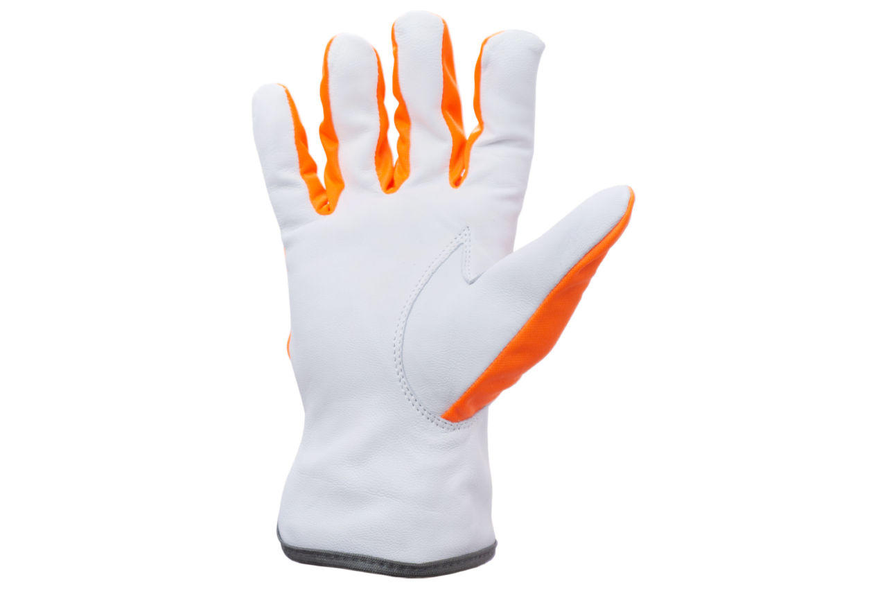 Перчатка Intertool - комбинированная козья кожа флуоресцентная оранжевая 10 2