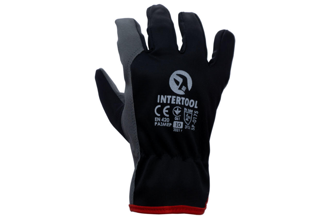 Перчатка Intertool - комбинированная эко кожа 10 1