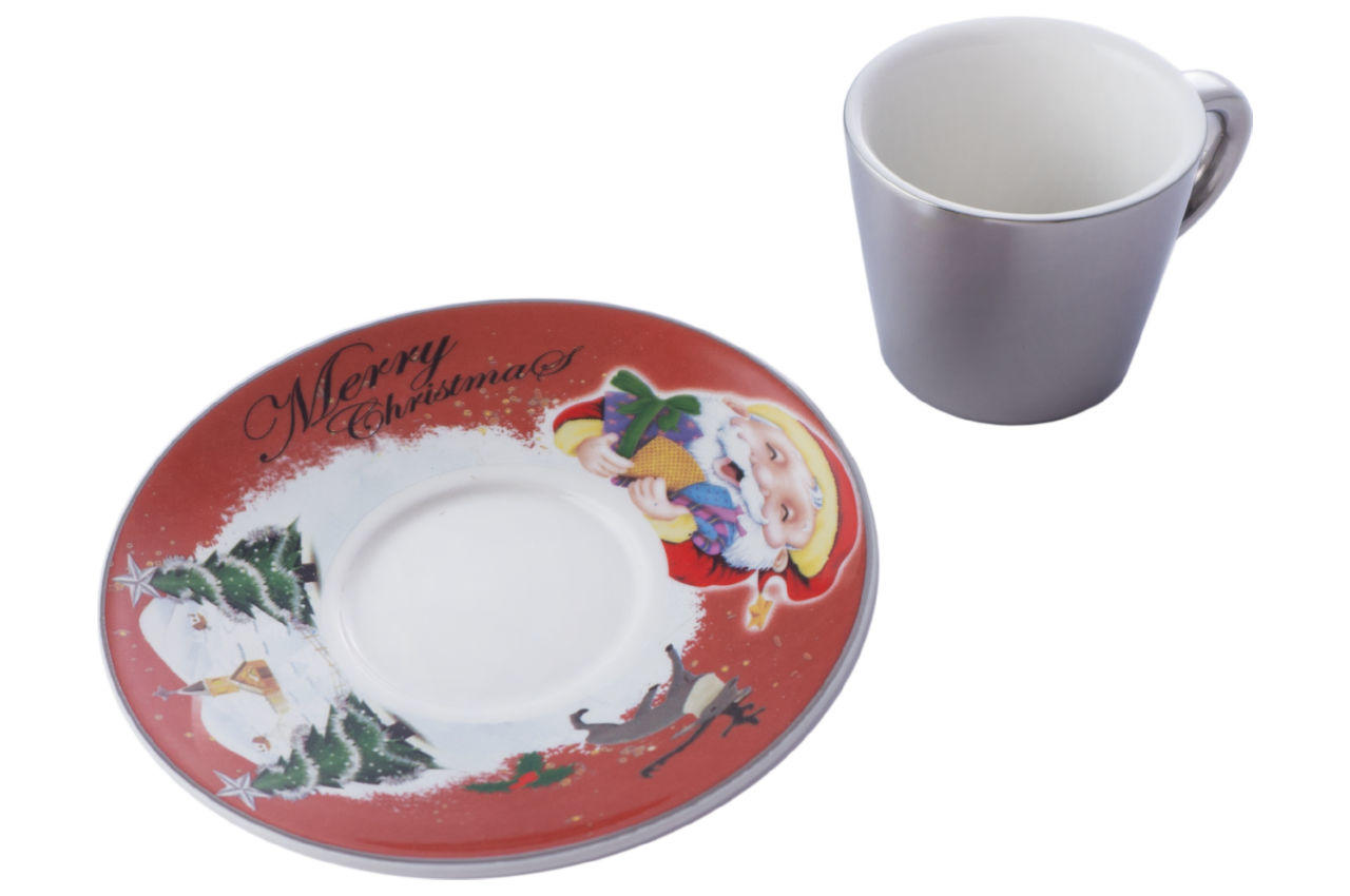 Чашка с блюдцем керамическая Elite - 60 мл Merry Christmas 2