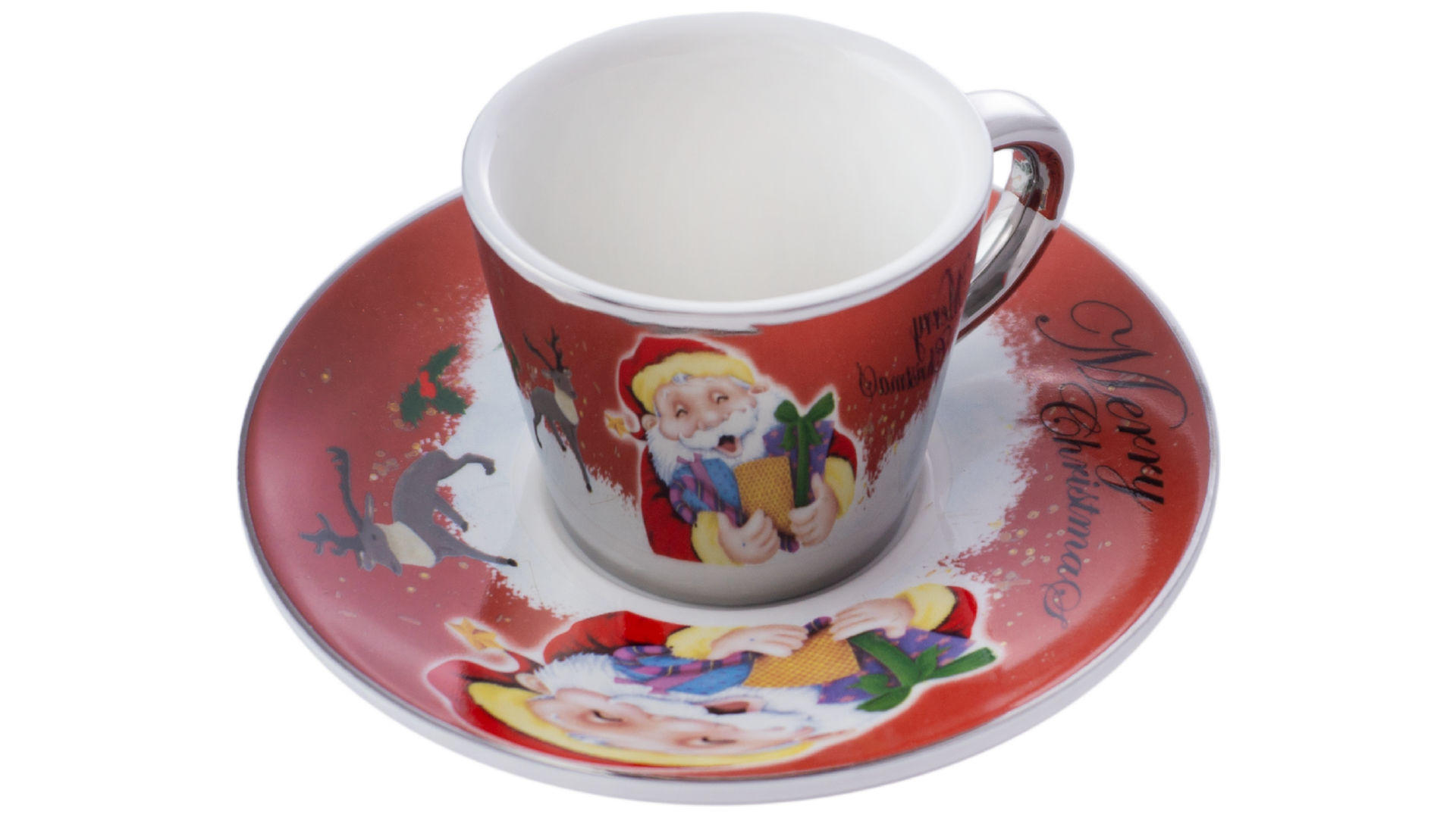 Чашка с блюдцем керамическая Elite - 60 мл Merry Christmas 6