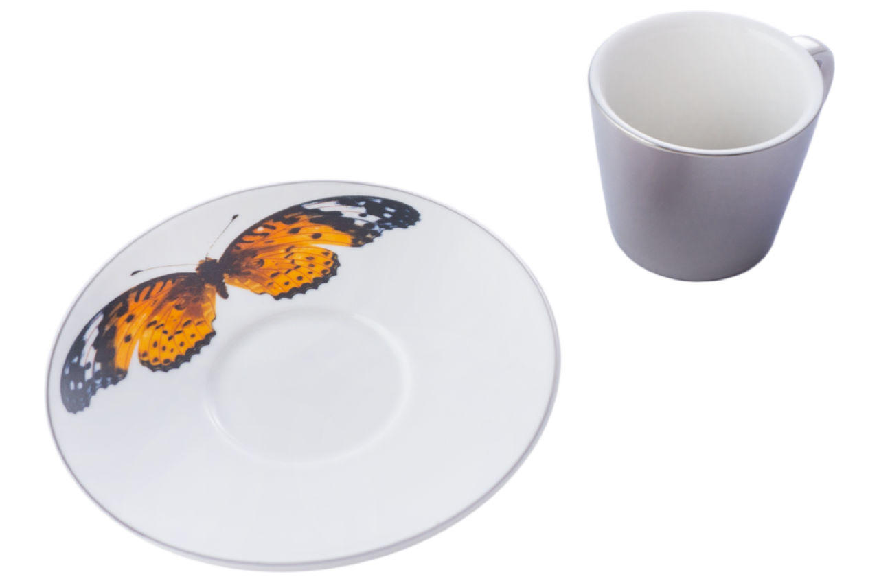 Чашка с блюдцем керамическая Elite - 60 мл бабочка 2
