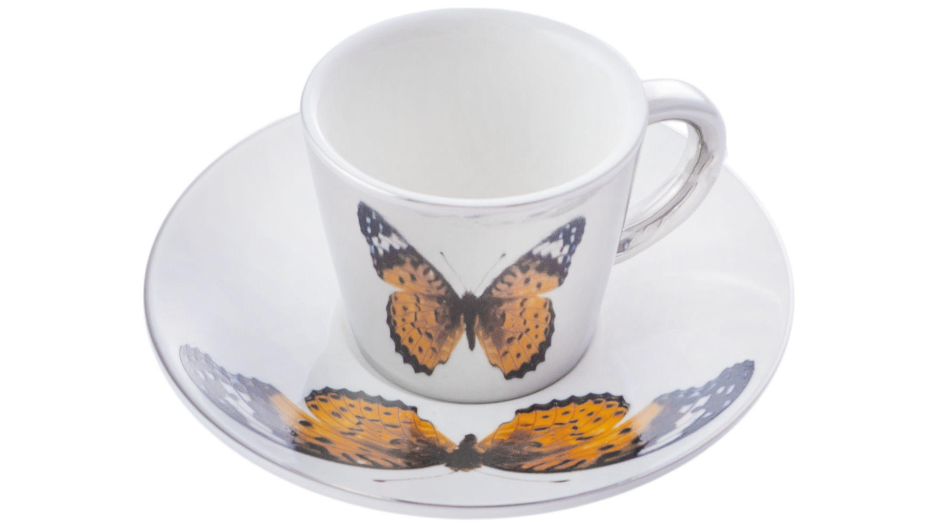 Чашка с блюдцем керамическая Elite - 60 мл бабочка 6