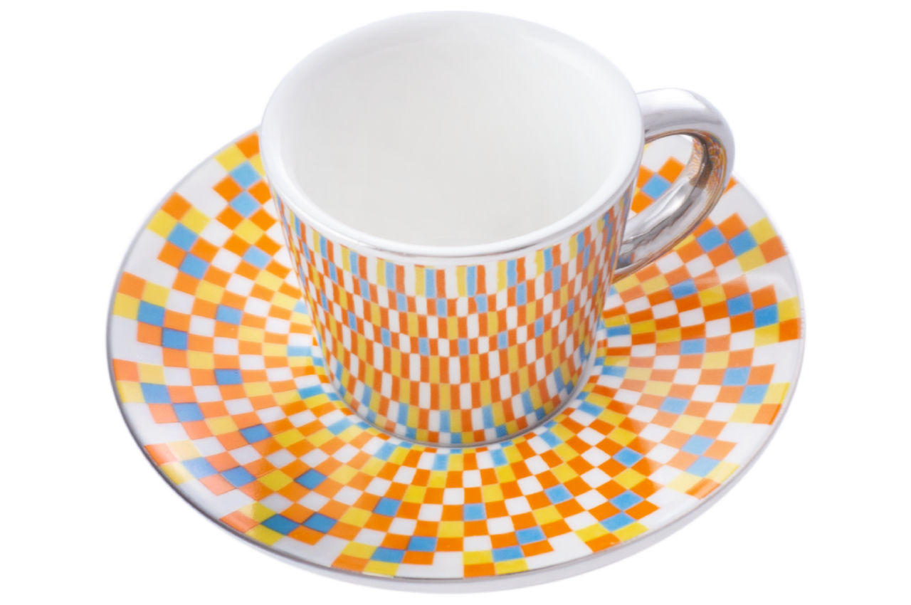 Чашка с блюдцем керамическая Elite - 60 мл мозайка 1