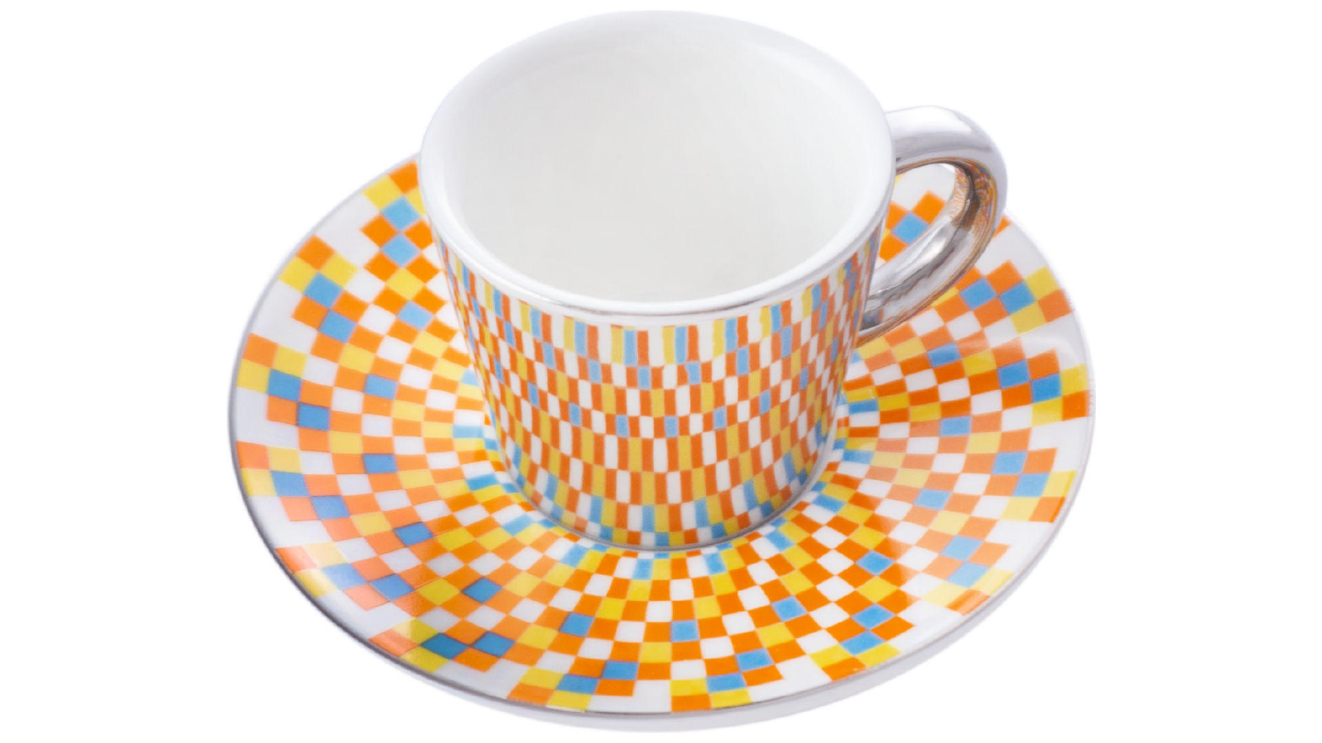 Чашка с блюдцем керамическая Elite - 60 мл мозайка 6